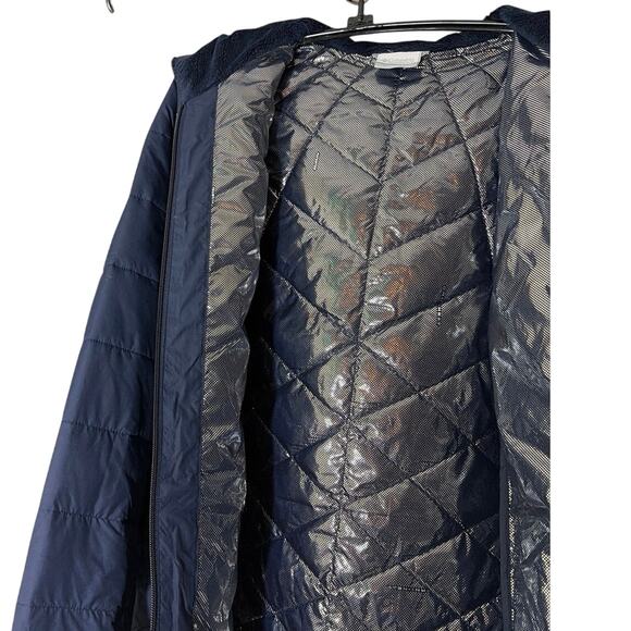 Columbia Heavenly Long Hooded Jacket Size L Navy Blue Great Condition - Picture 10 of 14